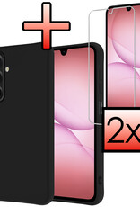 NoXx NoXx Samsung Galaxy A17 Hoesje Siliconen Met 2x Screenprotector - Zwart