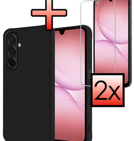 NoXx NoXx Samsung Galaxy A17 Hoesje Siliconen Met 2x Screenprotector - Zwart