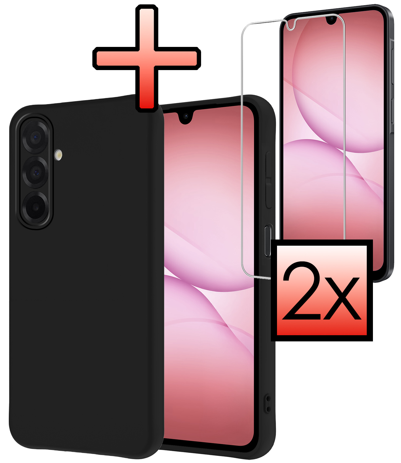 NoXx NoXx Samsung Galaxy A17 Hoesje Siliconen Met 2x Screenprotector - Zwart