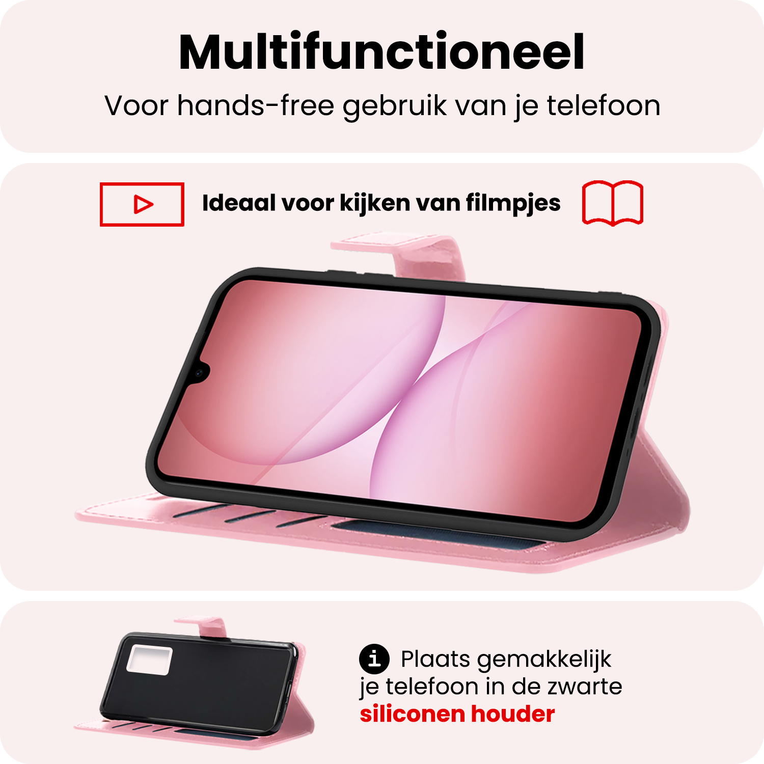 NoXx NoXx Samsung Galaxy A17 Hoesje Bookcase - Lichtroze