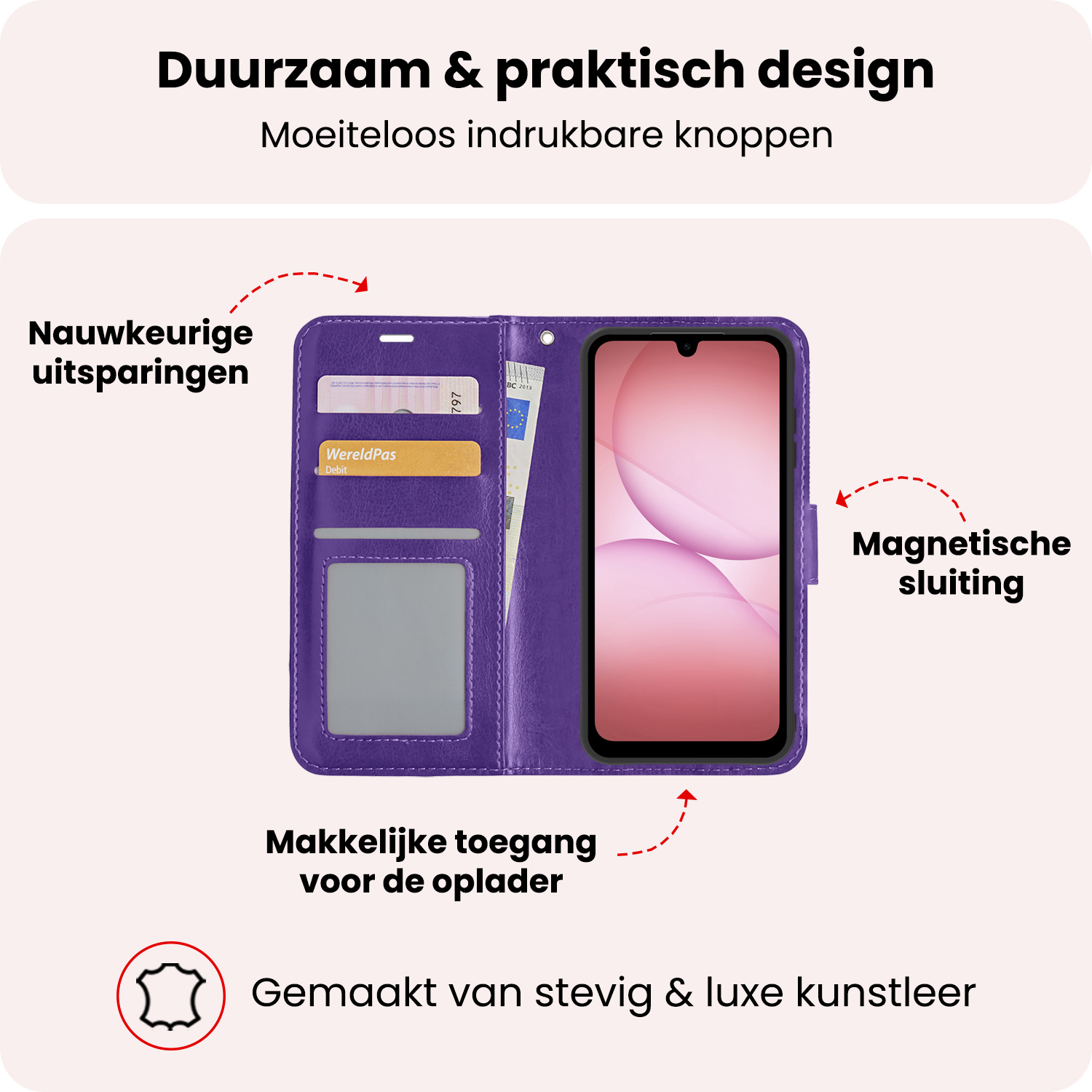 NoXx NoXx Samsung Galaxy A17 Hoesje Bookcase - Paars