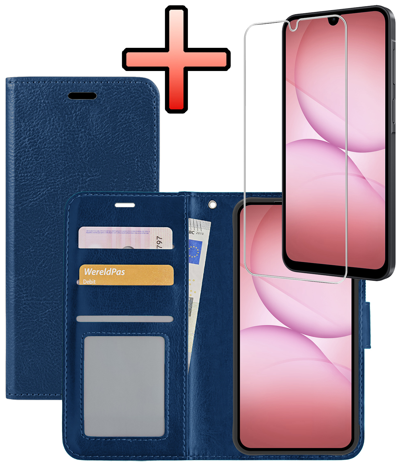 NoXx NoXx Samsung Galaxy A17 Hoesje Bookcase Met Screenprotector - Donkerblauw