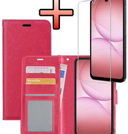 NoXx NoXx Samsung Galaxy A17 Hoesje Bookcase Met Screenprotector - Donkerroze