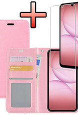 NoXx NoXx Samsung Galaxy A17 Hoesje Bookcase Met Screenprotector - Lichtroze