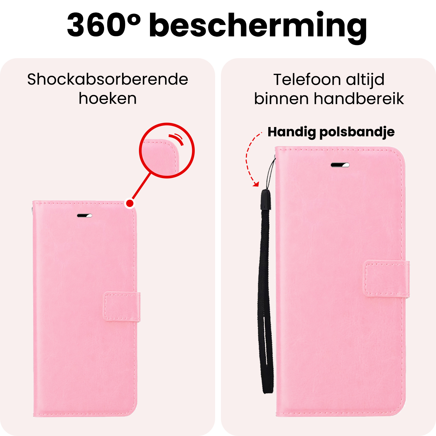 NoXx NoXx Samsung Galaxy A17 Hoesje Bookcase Met Screenprotector - Lichtroze