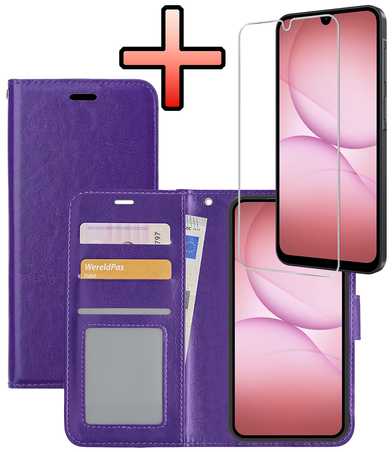 NoXx NoXx Samsung Galaxy A17 Hoesje Bookcase Met Screenprotector - Paars