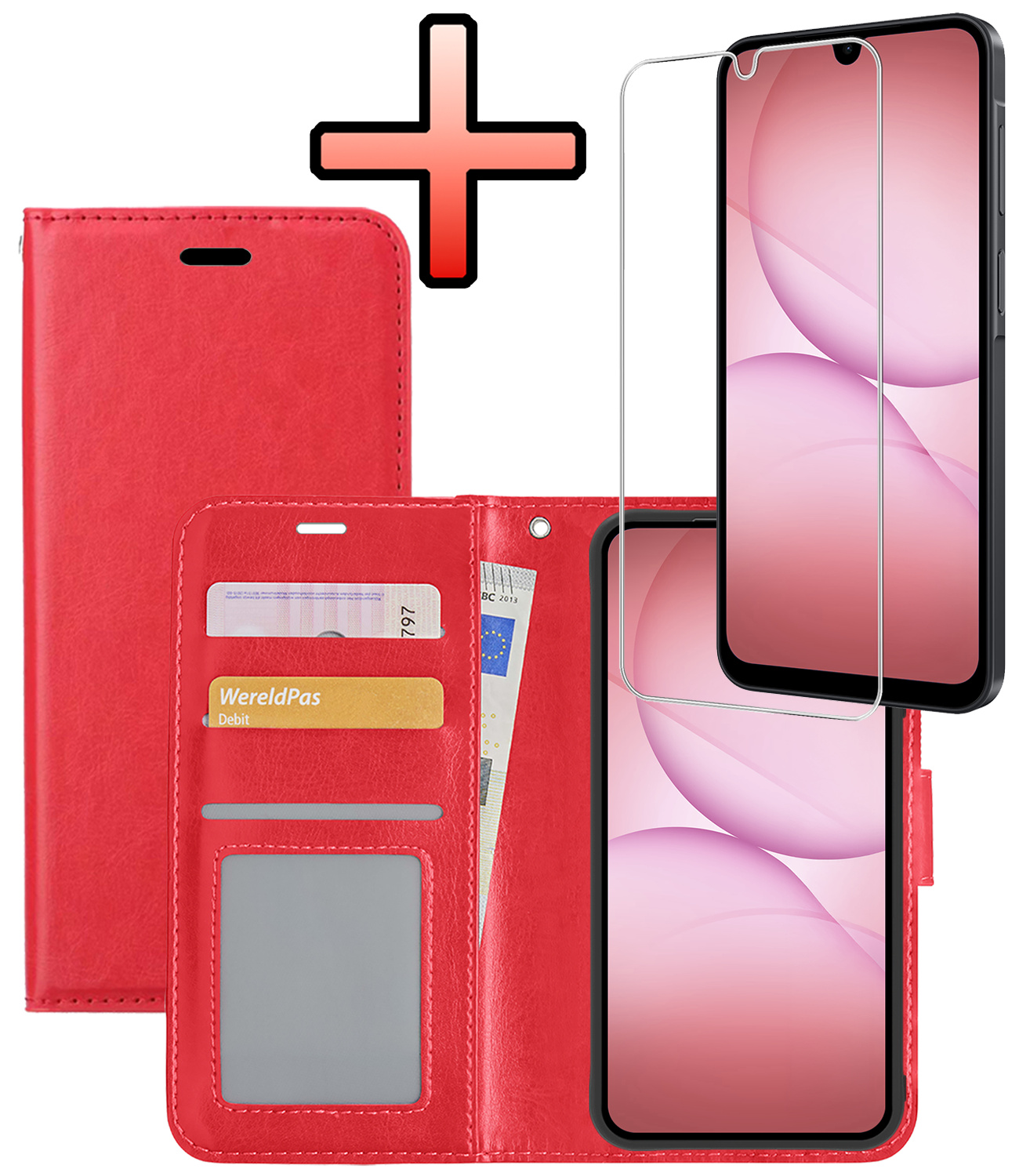 NoXx NoXx Samsung Galaxy A17 Hoesje Bookcase Met Screenprotector - Rood