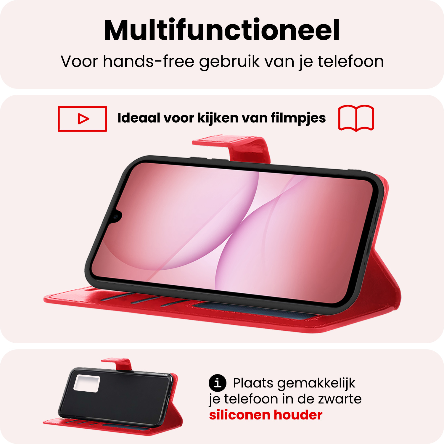 NoXx NoXx Samsung Galaxy A17 Hoesje Bookcase Met Screenprotector - Rood