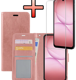 NoXx NoXx Samsung Galaxy A17 Hoesje Bookcase Met Screenprotector - Rose Goud