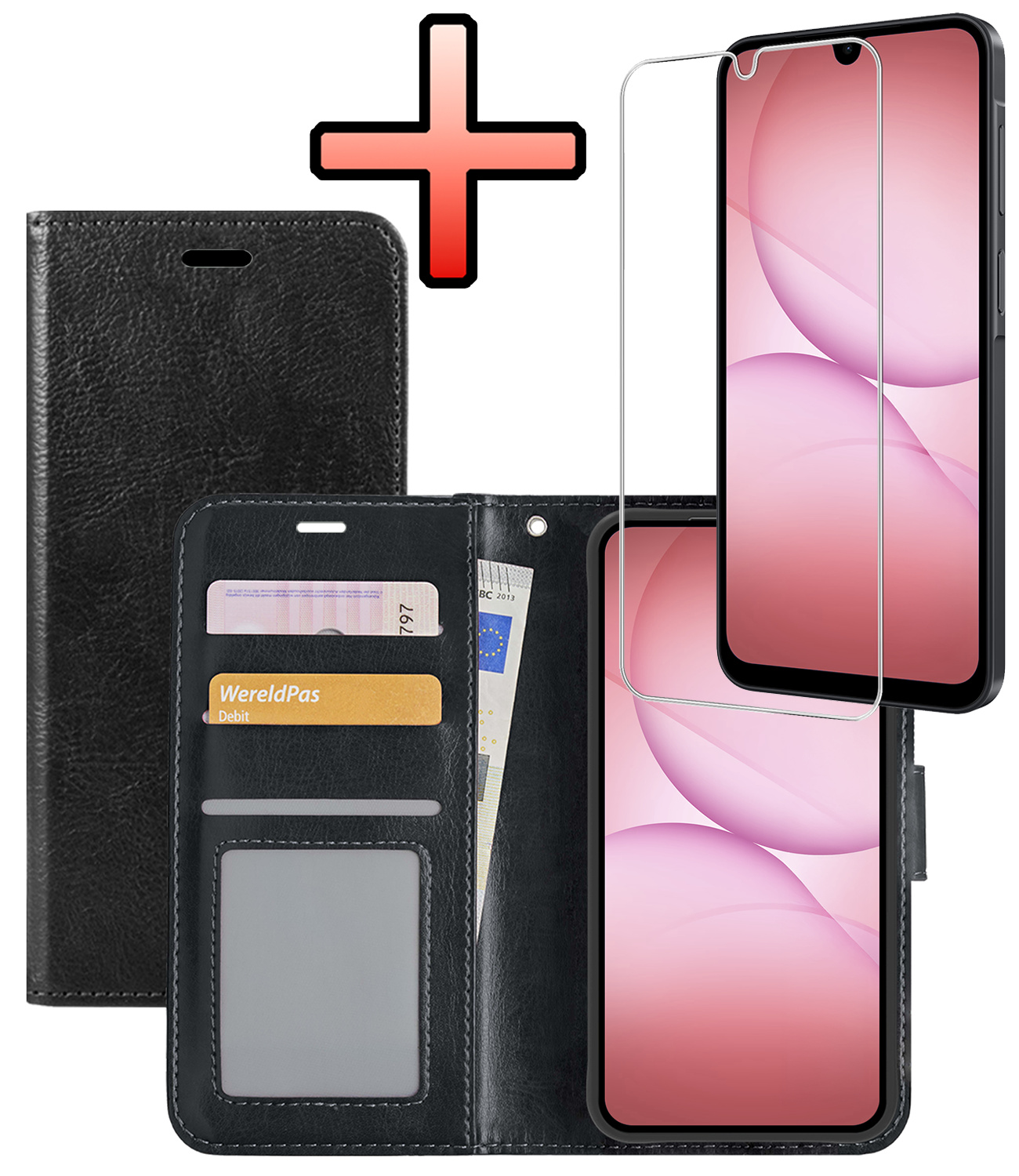 NoXx NoXx Samsung Galaxy A17 Hoesje Bookcase Met Screenprotector - Zwart