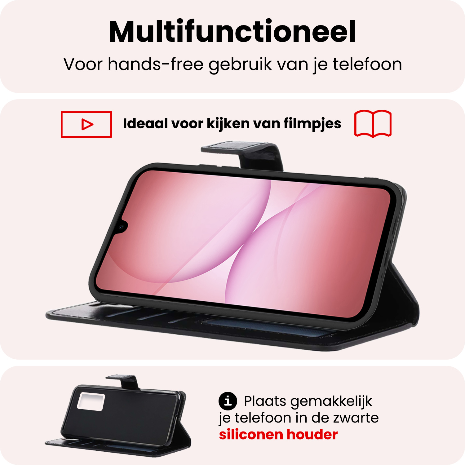 NoXx NoXx Samsung Galaxy A17 Hoesje Bookcase Met Screenprotector - Zwart