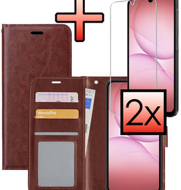 NoXx NoXx Samsung Galaxy A17 Hoesje Bookcase Met 2x Screenprotector - Bruin