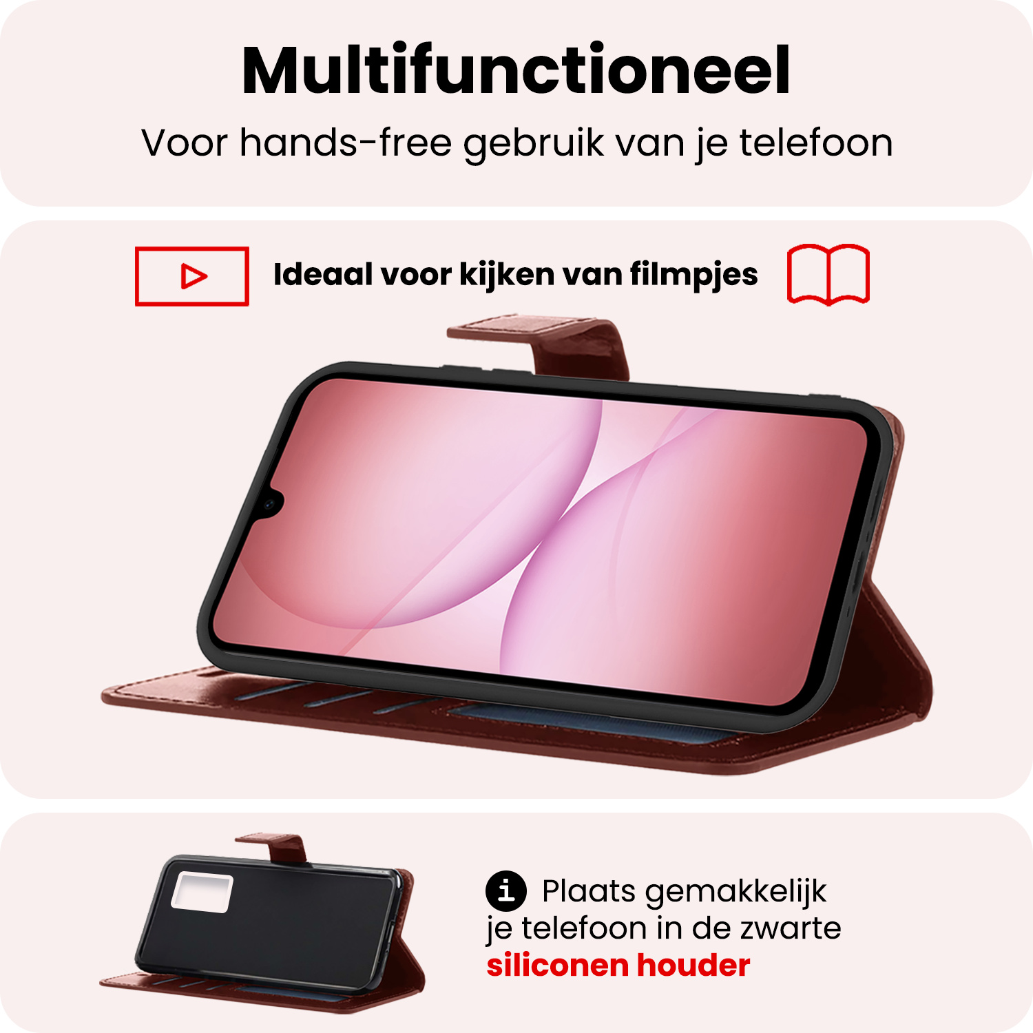 NoXx NoXx Samsung Galaxy A17 Hoesje Bookcase Met 2x Screenprotector - Bruin