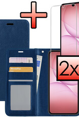 NoXx NoXx Samsung Galaxy A17 Hoesje Bookcase Met 2x Screenprotector - Donkerblauw