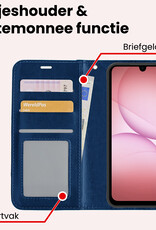 NoXx NoXx Samsung Galaxy A17 Hoesje Bookcase Met 2x Screenprotector - Donkerblauw