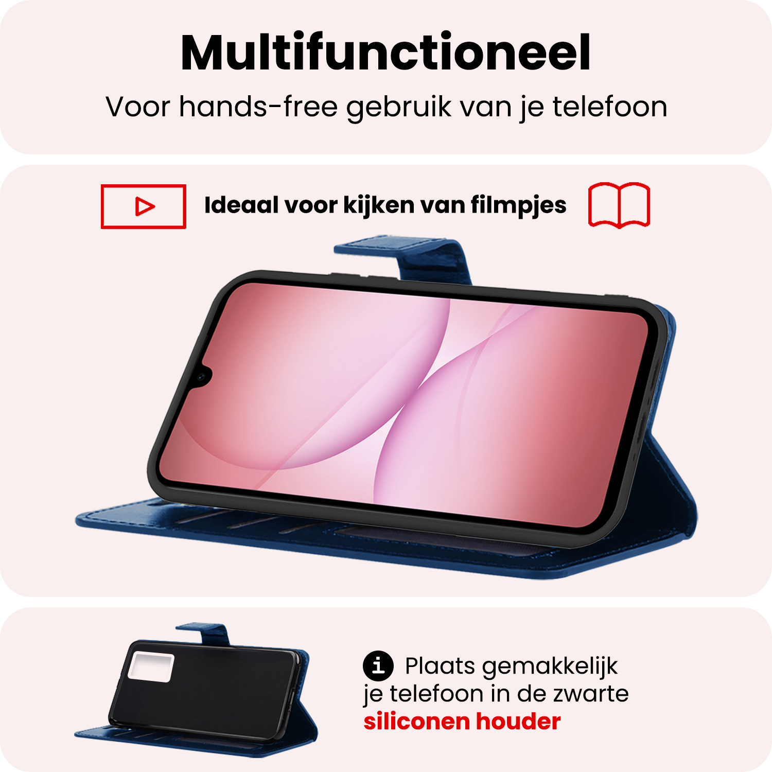 NoXx NoXx Samsung Galaxy A17 Hoesje Bookcase Met 2x Screenprotector - Donkerblauw