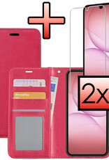 NoXx NoXx Samsung Galaxy A17 Hoesje Bookcase Met 2x Screenprotector - Donkerroze