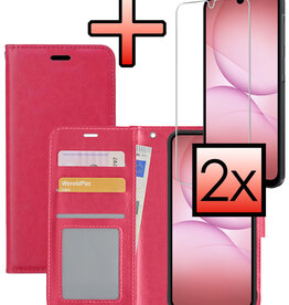 NoXx NoXx Samsung Galaxy A17 Hoesje Bookcase Met 2x Screenprotector - Donkerroze