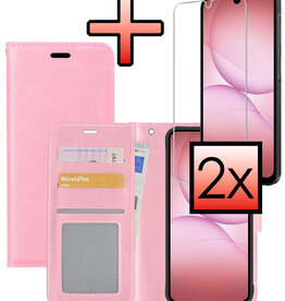 NoXx NoXx Samsung Galaxy A17 Hoesje Bookcase Met 2x Screenprotector - Lichtroze