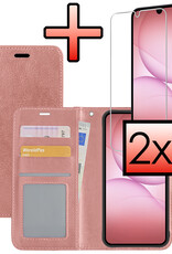 NoXx NoXx Samsung Galaxy A17 Hoesje Bookcase Met 2x Screenprotector - Rose Goud