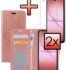 NoXx NoXx Samsung Galaxy A17 Hoesje Bookcase Met 2x Screenprotector - Rose Goud
