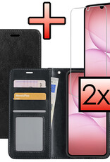 NoXx NoXx Samsung Galaxy A17 Hoesje Bookcase Met 2x Screenprotector - Zwart