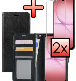 NoXx NoXx Samsung Galaxy A17 Hoesje Bookcase Met 2x Screenprotector - Zwart