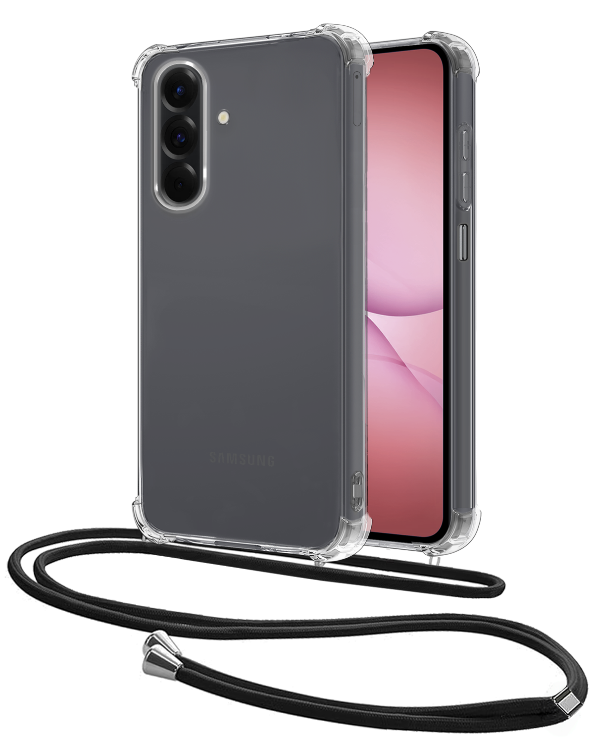 NoXx NoXx Samsung Galaxy A17 Hoesje Transparant Shockproof Met Zwart Koord