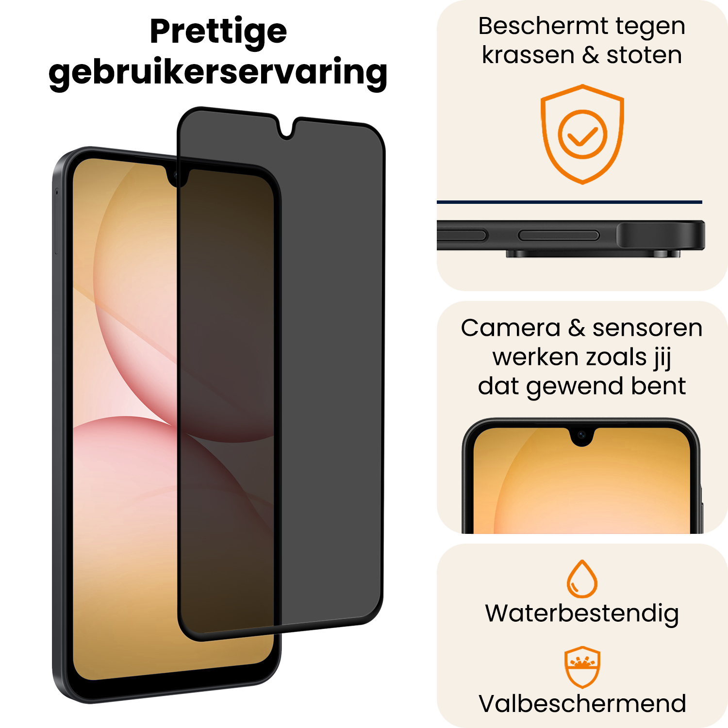 Nomfy Nomfy Samsung Galaxy A17 Screenprotector Glas Privacy - 3 PACK