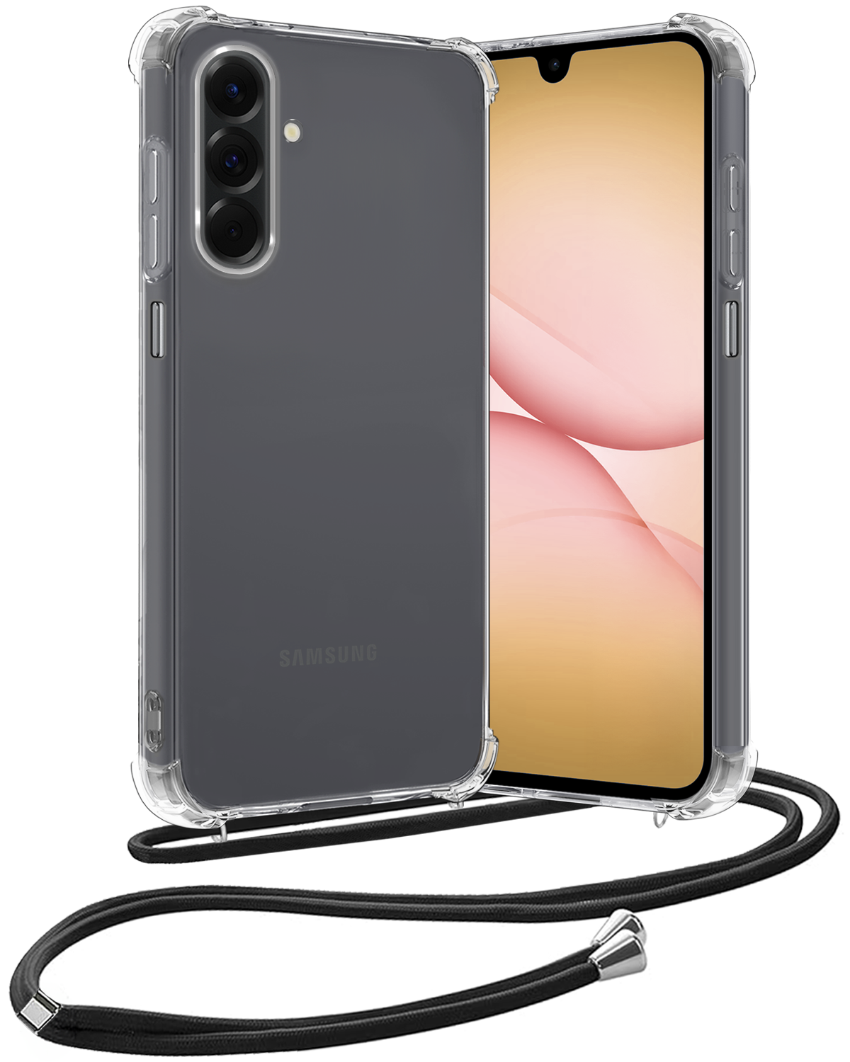 Nomfy Nomfy Samsung Galaxy A17 Hoesje Transparant Shockproof Met Zwart Koord