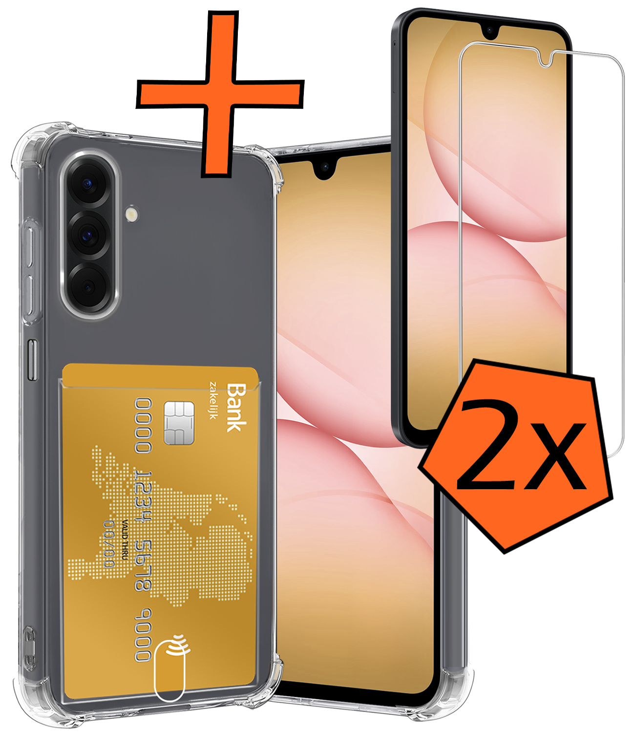 Nomfy Nomfy Samsung Galaxy A17 Hoesje Pashouder Met 2x Screenprotector