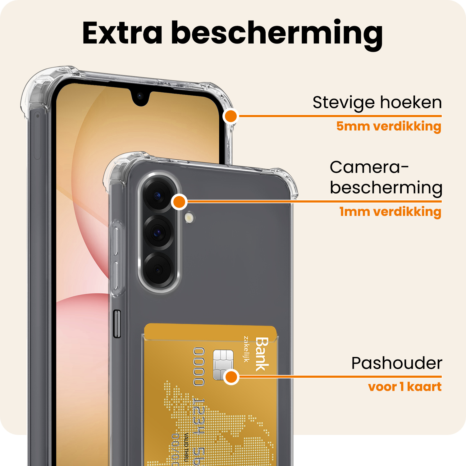 Nomfy Nomfy Samsung Galaxy A17 Hoesje Pashouder Met 2x Screenprotector