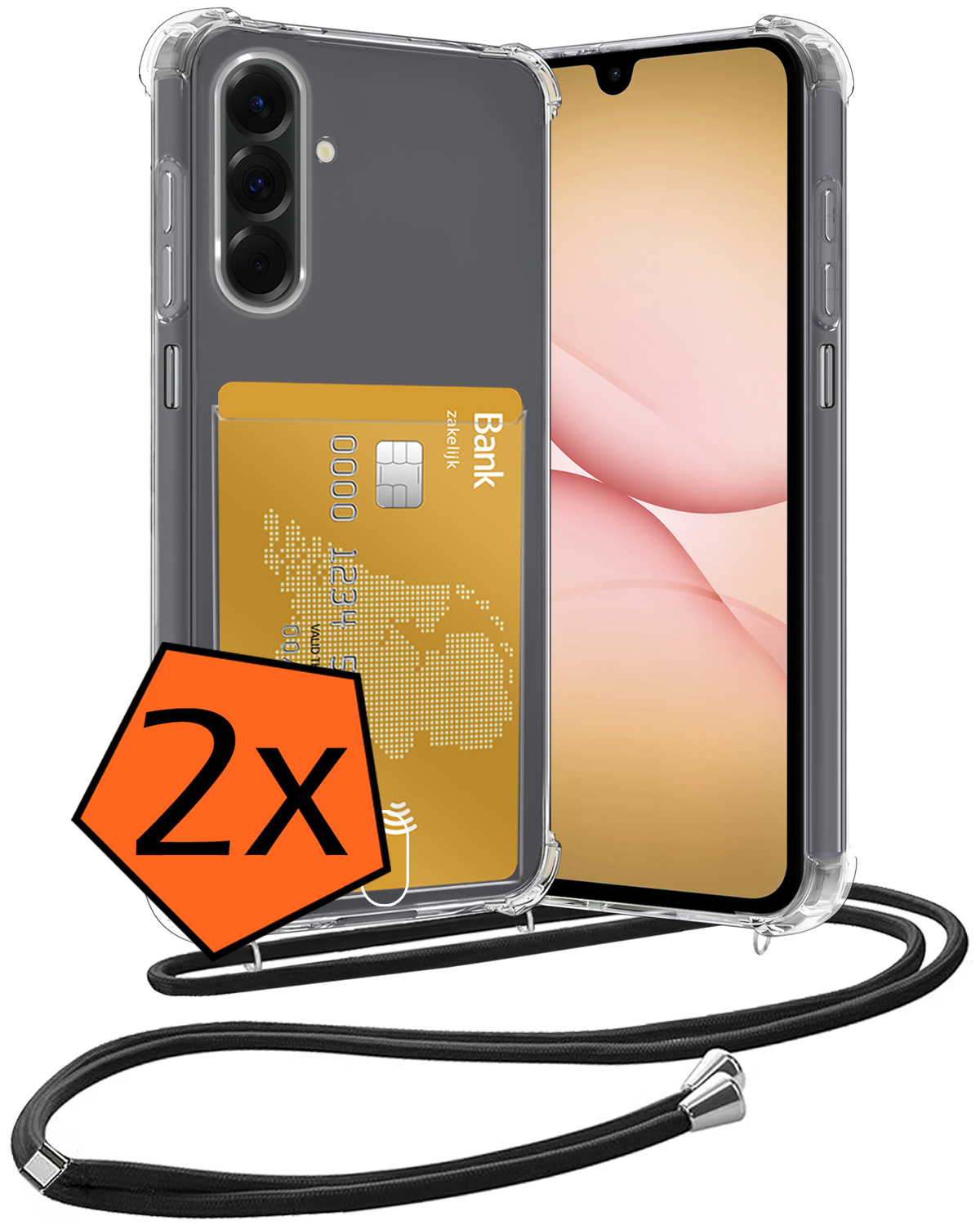 Nomfy Nomfy Samsung Galaxy A17 Hoesje Pashouder met Koord - 2 PACK