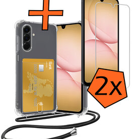 Nomfy Nomfy Samsung Galaxy A17 Hoesje Pashouder met Koord Met 2x Screenprotector