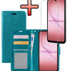 NoXx NoXx Samsung Galaxy A17 Hoesje Bookcase Met Screenprotector - Turquoise