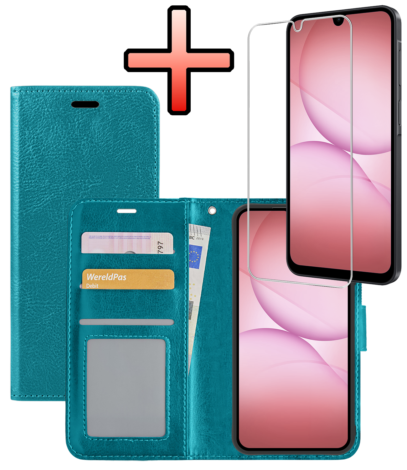 NoXx NoXx Samsung Galaxy A17 Hoesje Bookcase Met Screenprotector - Turquoise