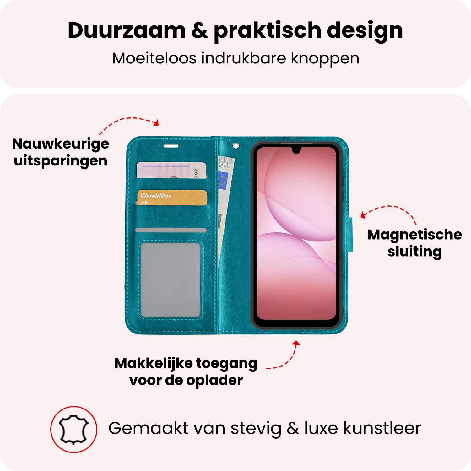 NoXx NoXx Samsung Galaxy A17 Hoesje Bookcase Met 2x Screenprotector - Turquoise