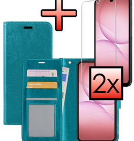 NoXx NoXx Samsung Galaxy A17 Hoesje Bookcase Met 2x Screenprotector - Turquoise