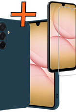 Nomfy Nomfy Samsung Galaxy A17 Hoesje Siliconen Met Screenprotector - Donkerblauw