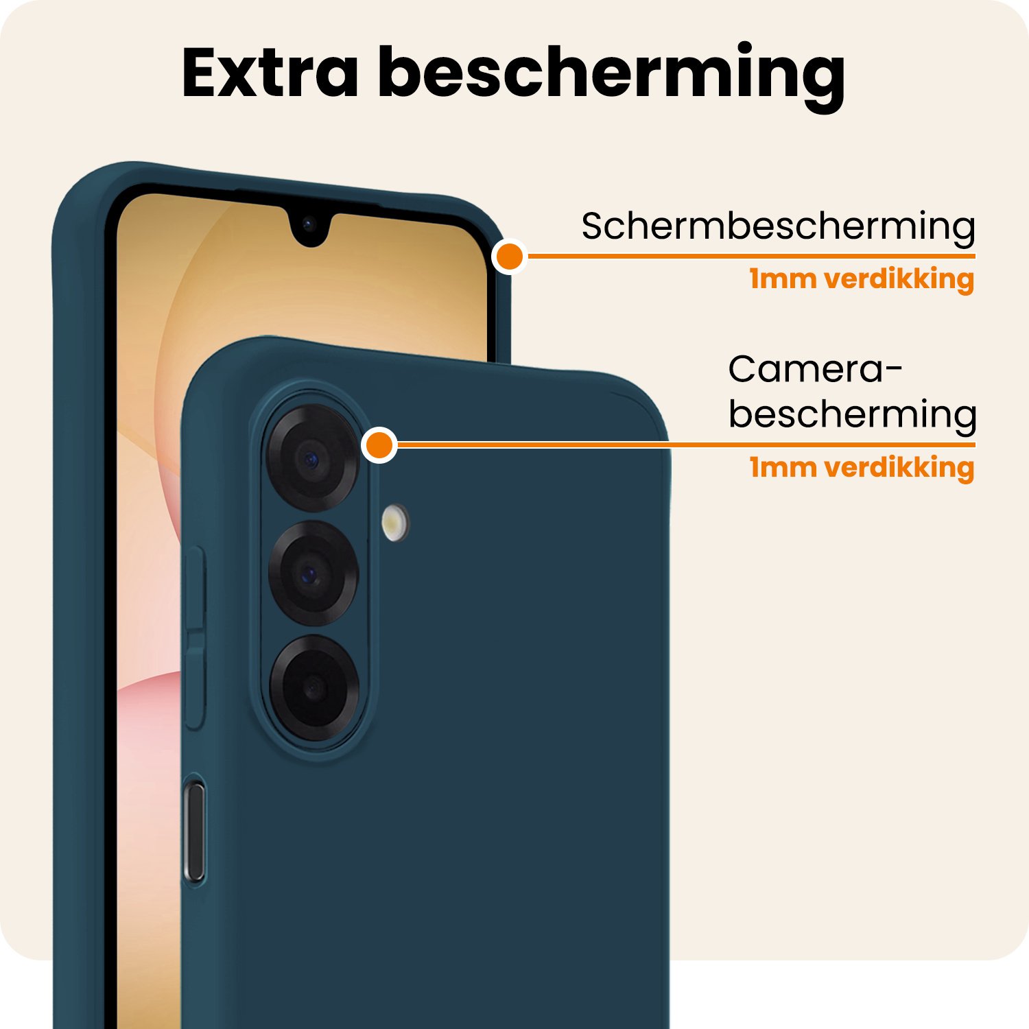 Nomfy Nomfy Samsung Galaxy A17 Hoesje Siliconen Met Screenprotector - Donkerblauw
