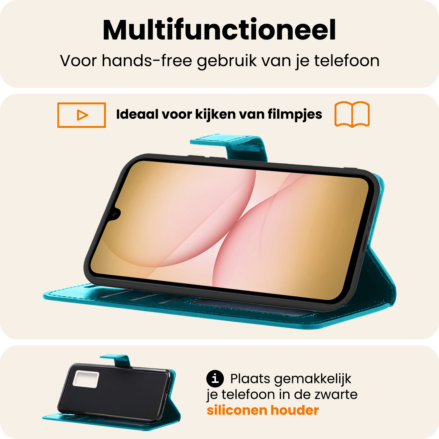 Nomfy Nomfy Samsung Galaxy A17 Hoesje Bookcase Met Screenprotector - Turquoise