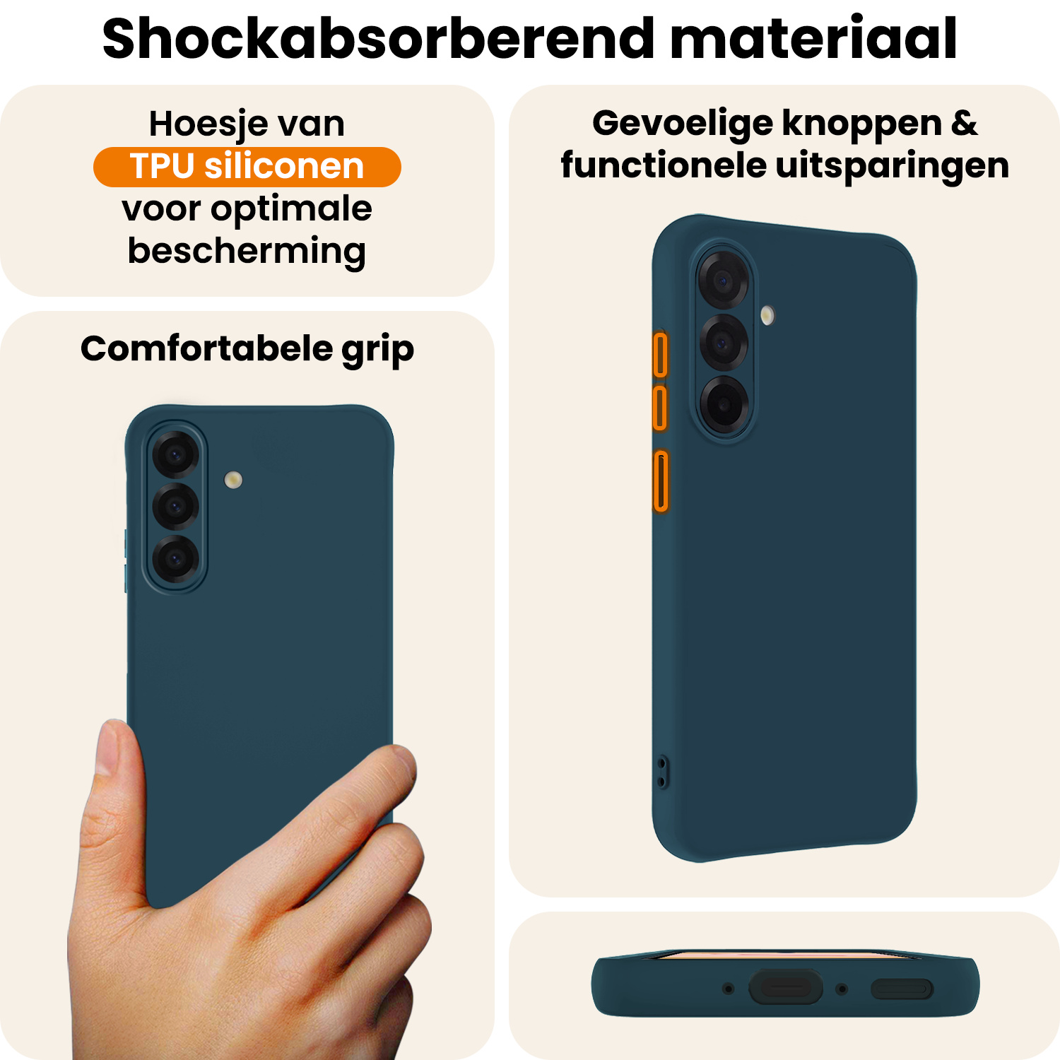 Nomfy Nomfy Samsung Galaxy A17 Hoesje Siliconen Met Screenprotector - Donkerblauw