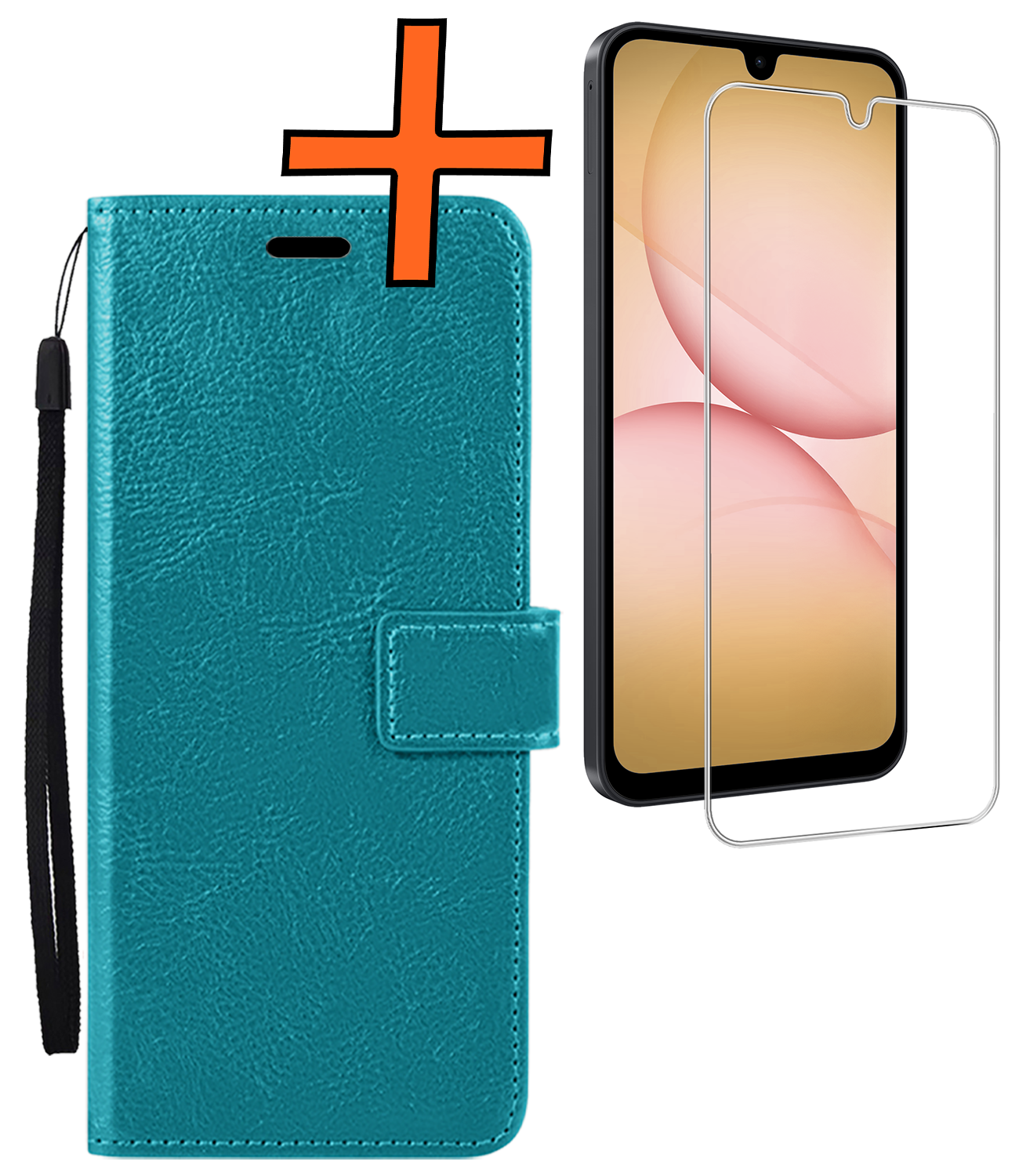 Nomfy Nomfy Samsung Galaxy A17 Hoesje Bookcase Met Screenprotector - Turquoise