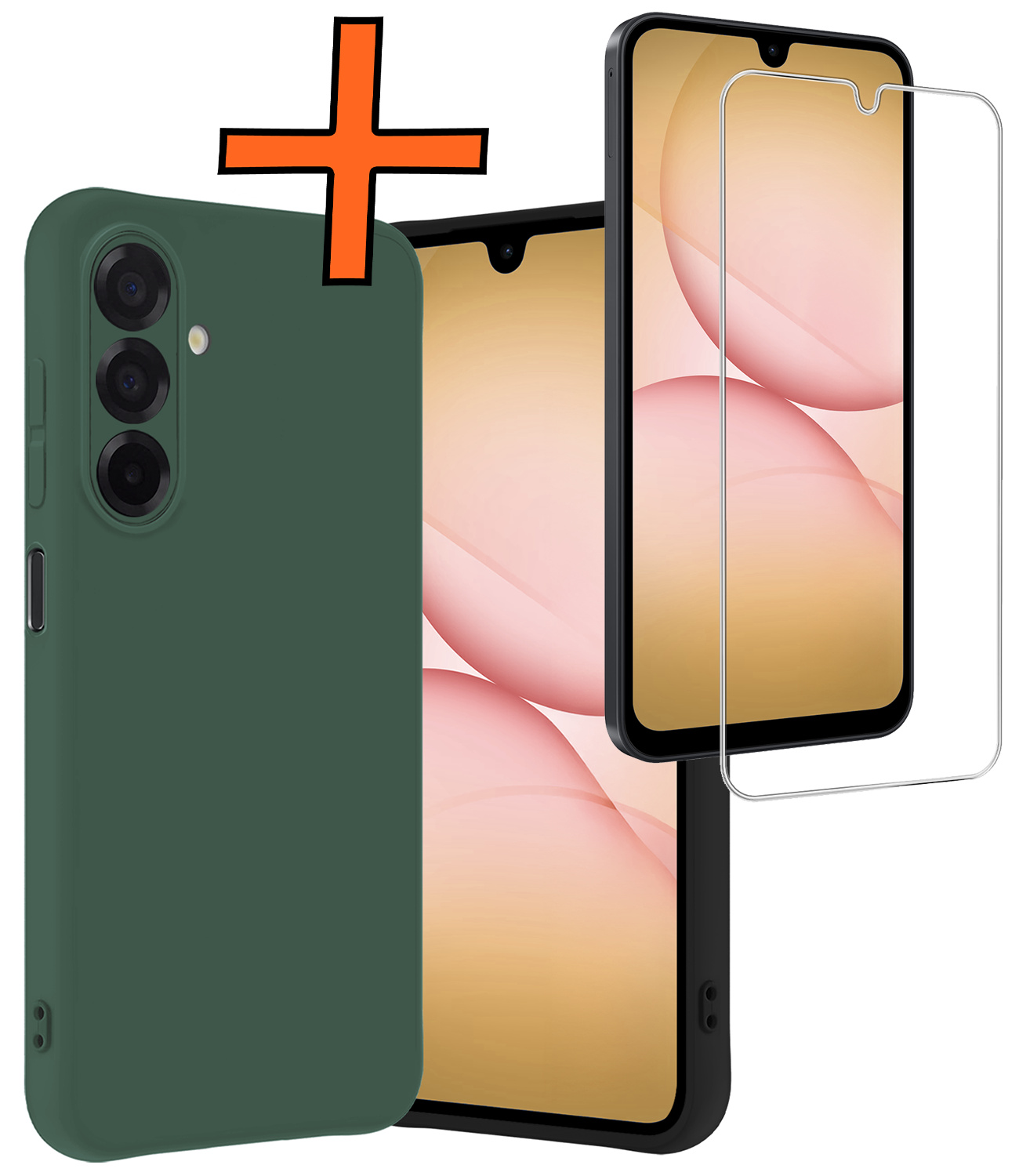 Nomfy Nomfy Samsung Galaxy A17 Hoesje Siliconen Met Screenprotector - Donkergroen