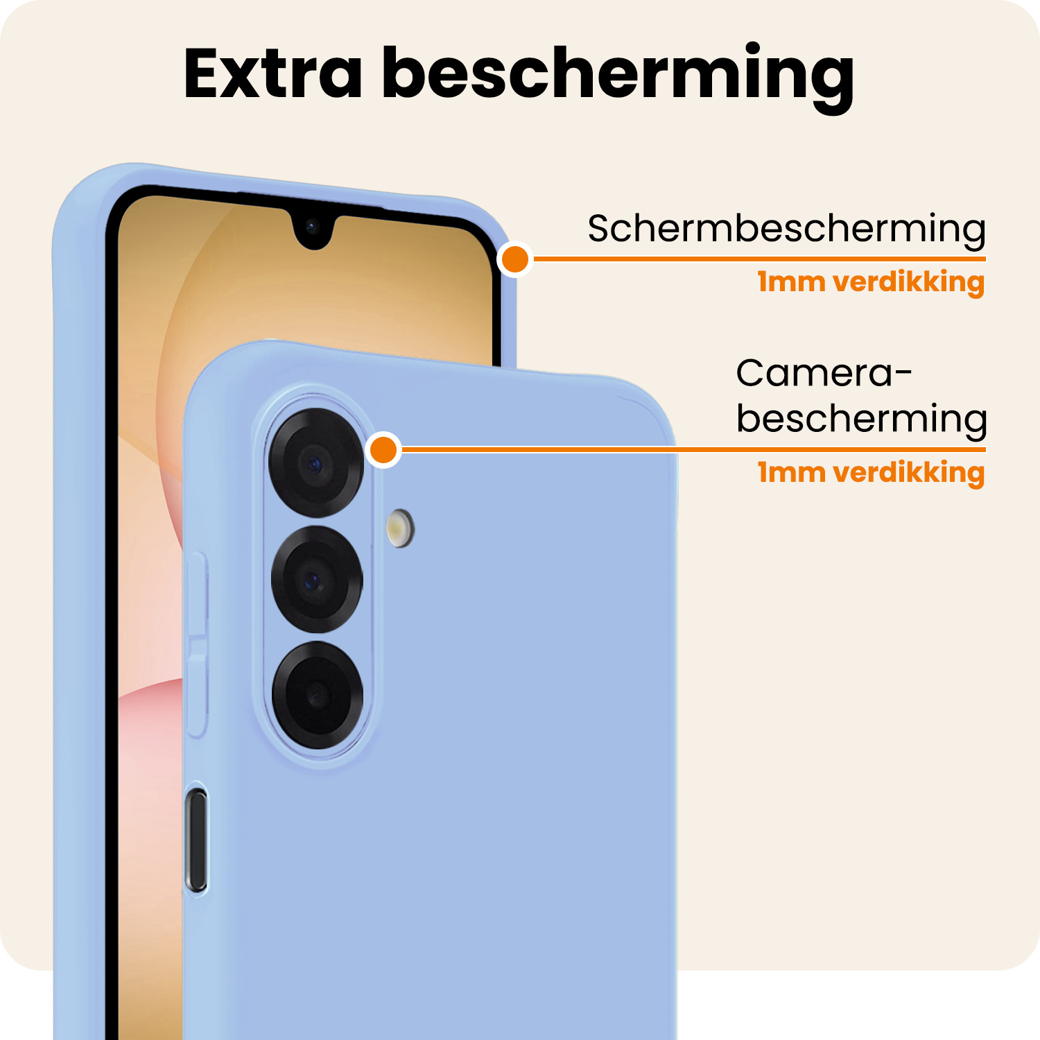 Nomfy Nomfy Samsung Galaxy A17 Hoesje Siliconen Met Screenprotector - Lichtblauw