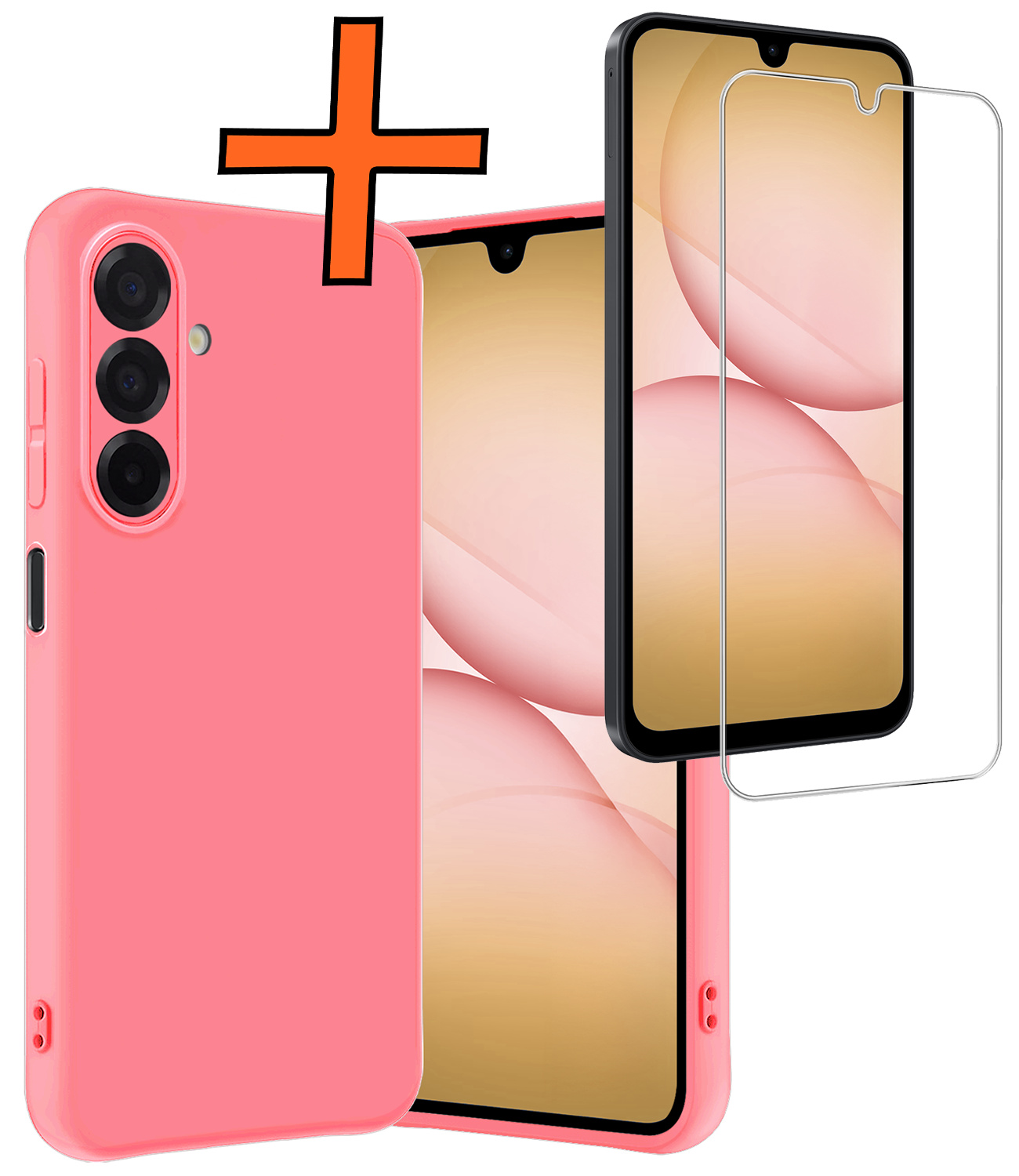 Nomfy Nomfy Samsung Galaxy A17 Hoesje Siliconen Met Screenprotector - Lichtroze