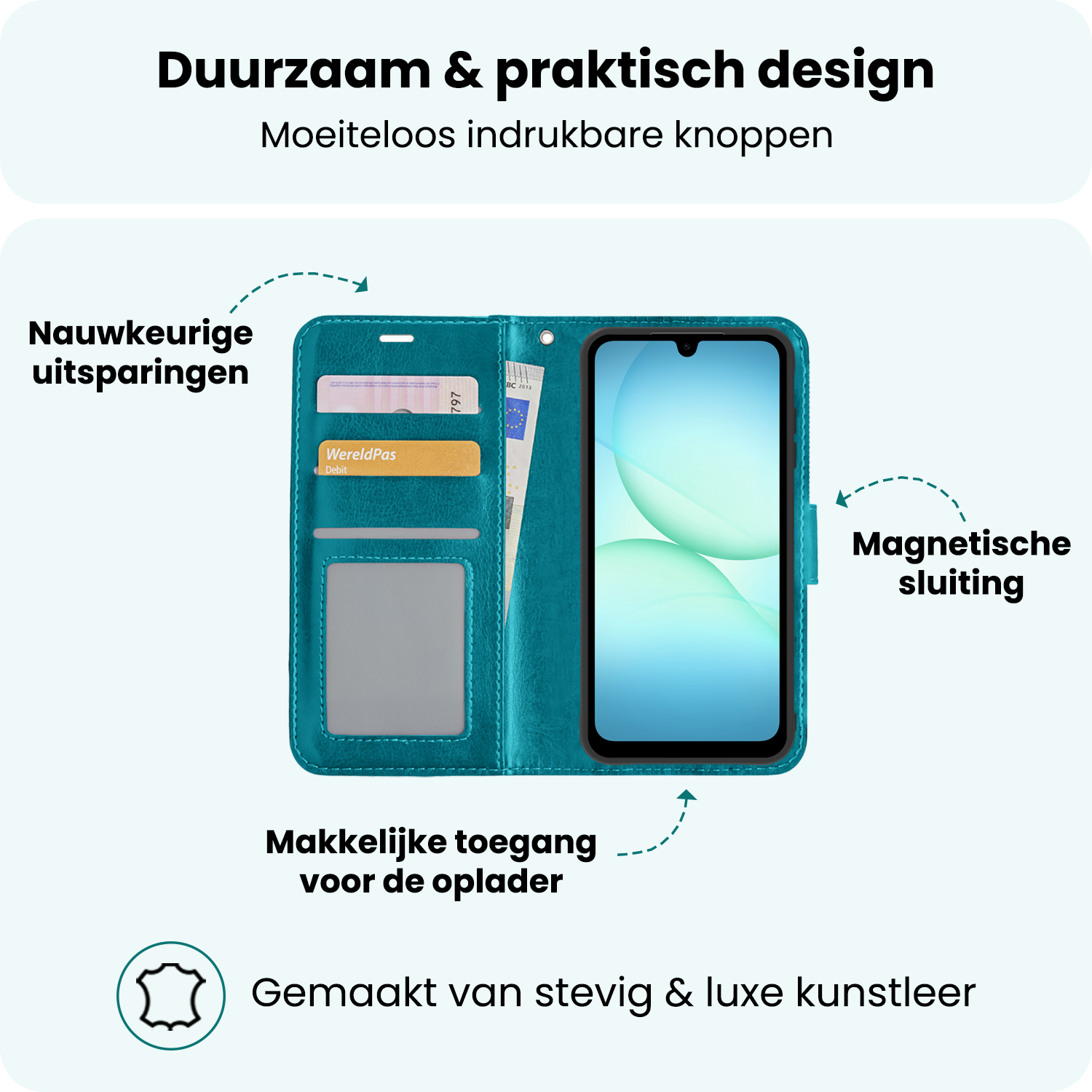 Forterra Forterra Samsung Galaxy A17 Hoesje Bookcase - Turquoise