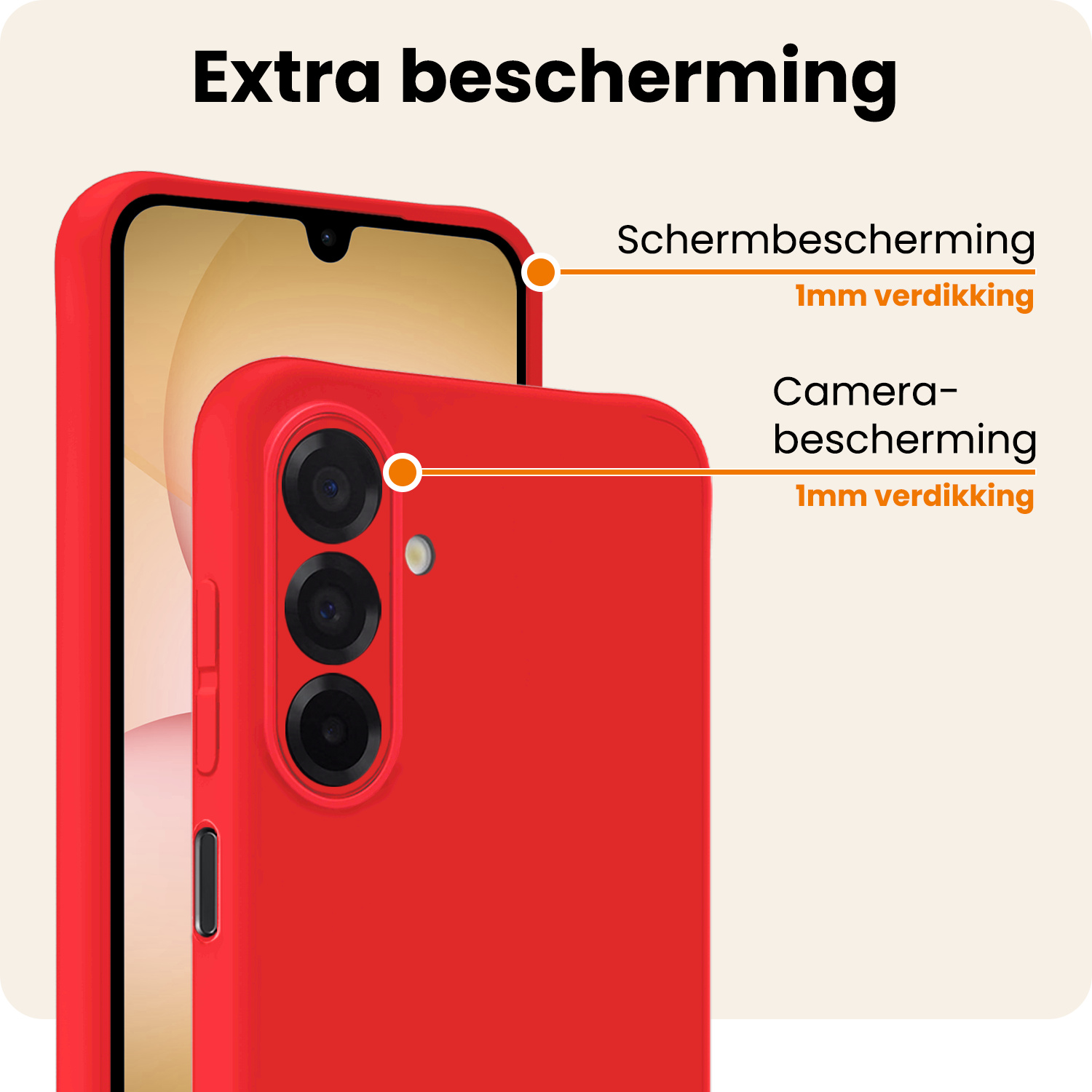 Nomfy Nomfy Samsung Galaxy A17 Hoesje Siliconen Met Screenprotector - Rood