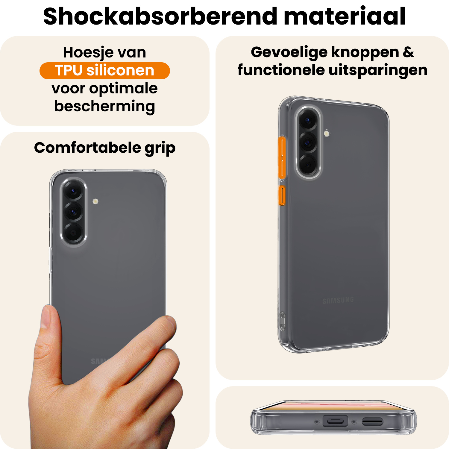 Nomfy Nomfy Samsung Galaxy A17 Hoesje Siliconen Met Screenprotector - Transparant