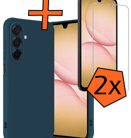 Nomfy Nomfy Samsung Galaxy A17 Hoesje Siliconen Met 2x Screenprotector - Donkerblauw
